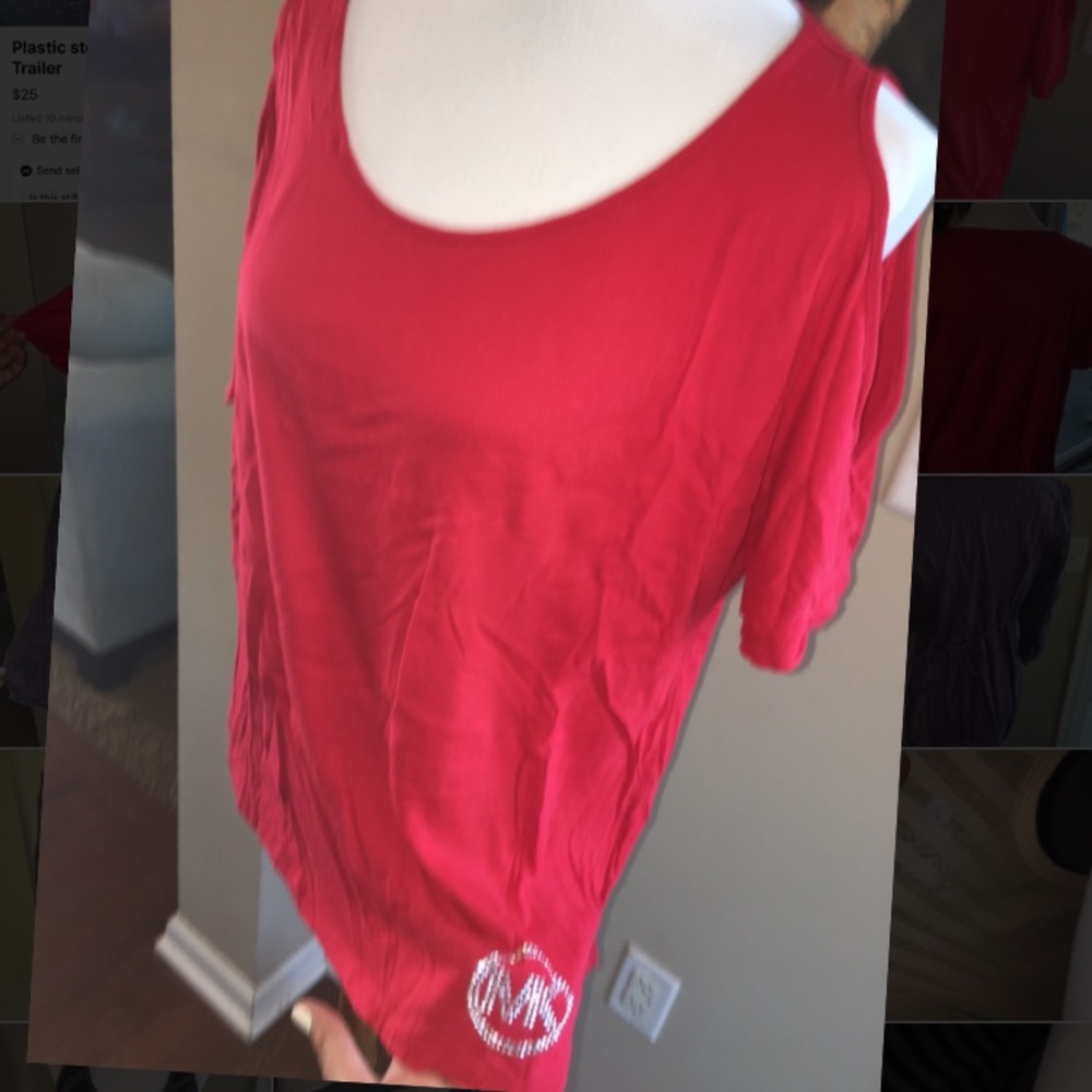 Michael Kors Red Open Shoulder Shirt sz XL